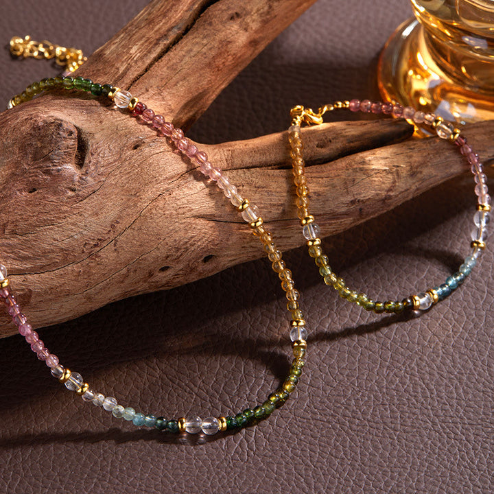 Olivenorma 3mm Collana con bracciale di perline di tormalina naturale