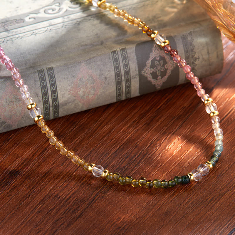 Olivenorma 3mm Collana con bracciale di perline di tormalina naturale
