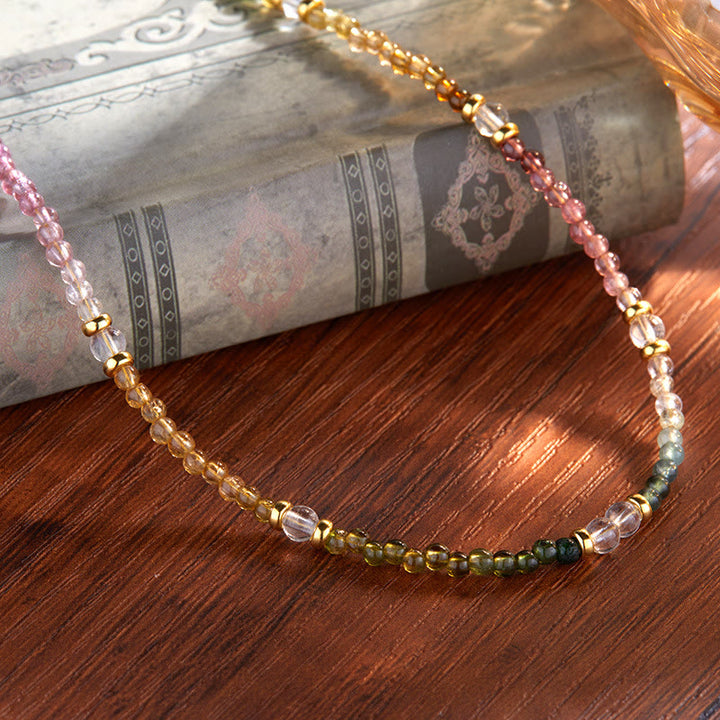 Olivenorma 3mm Collana con bracciale di perline di tormalina naturale