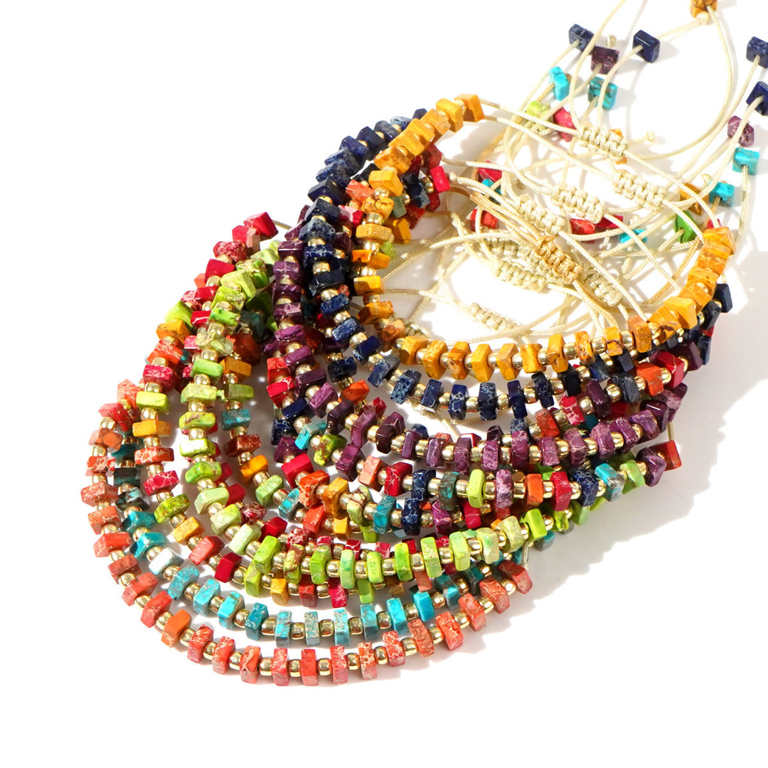 Collana Olivenorma in pietra naturale taglio quadrato color imperatore - image 0