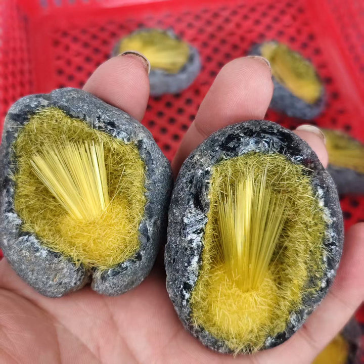 Olivenorma Blue Hair Mineral Cluster Needle Egg Gemstone Decoration (Decorazione con pietra preziosa)