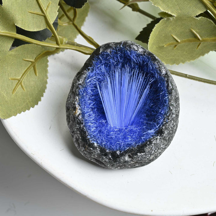 Olivenorma Blue Hair Mineral Cluster Needle Egg Gemstone Decoration (Decorazione con pietra preziosa)