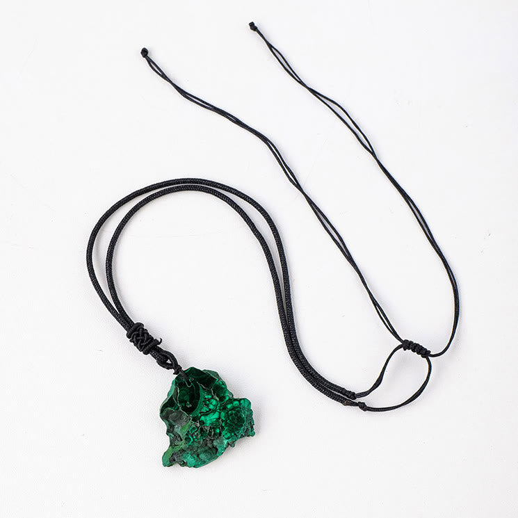 Collana con ciondolo in malachite naturale irregolare Olivenorma