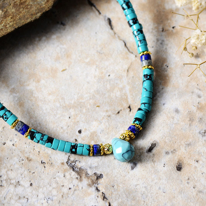 Collana con ciondolo in pietra turchese con perline Olivenorma Emperor
