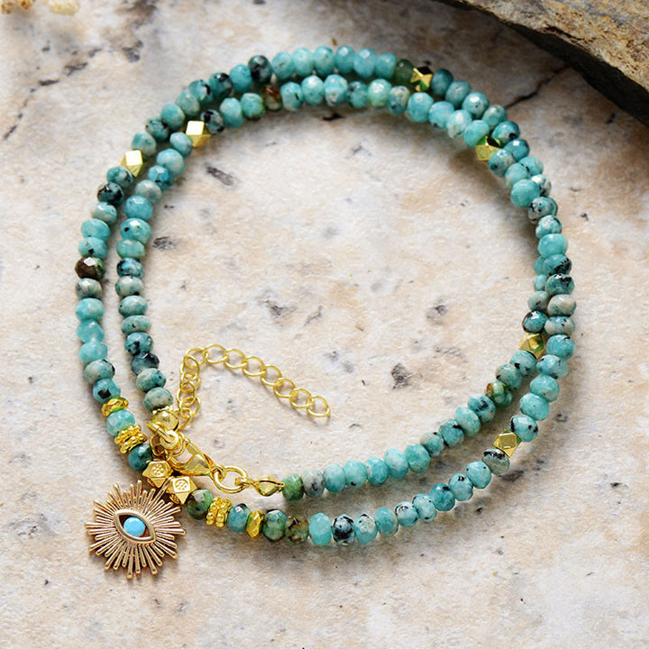 Collana con ciondolo in pietra turchese con perline Olivenorma Emperor