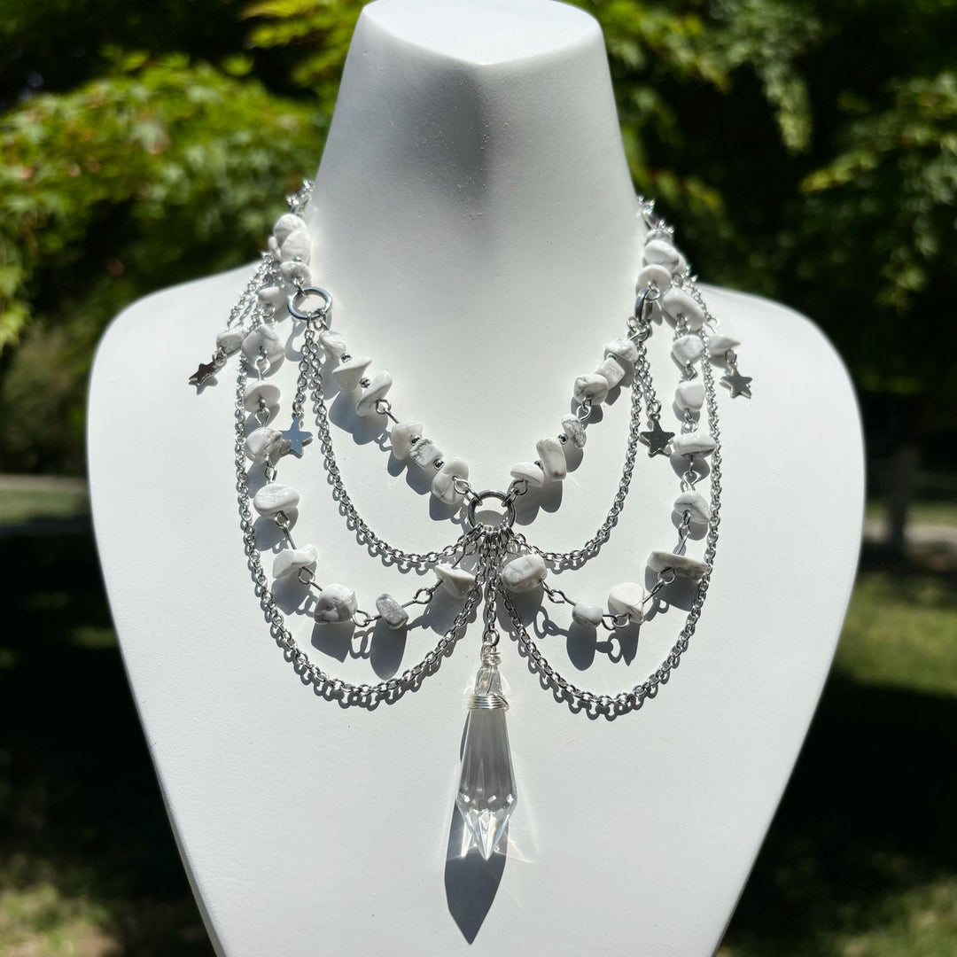 Collana girocollo a strati con ciondolo a stella in pietra naturale Olivenorma