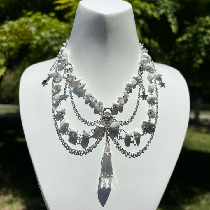 Collana girocollo a strati con ciondolo a stella in pietra naturale Olivenorma