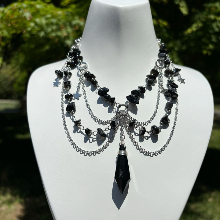 Collana girocollo a strati con ciondolo a stella in pietra naturale Olivenorma
