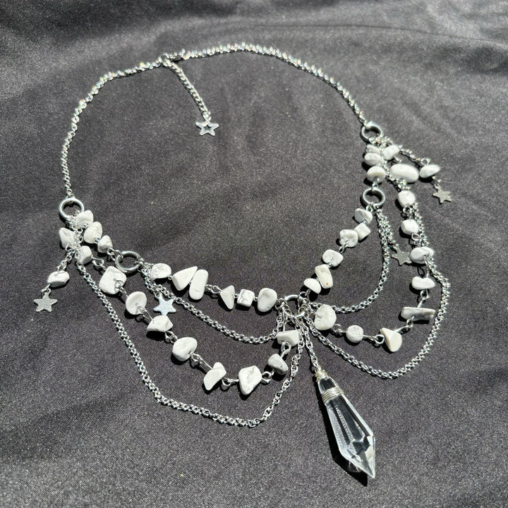 Collana girocollo a strati con ciondolo a stella in pietra naturale Olivenorma
