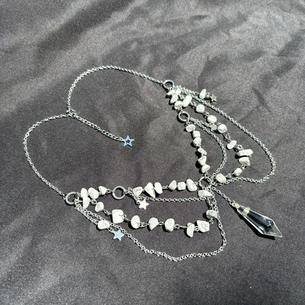 Collana girocollo a strati con ciondolo a stella in pietra naturale Olivenorma