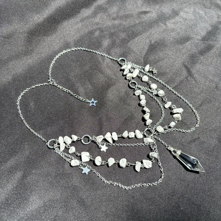 Collana girocollo a strati con ciondolo a stella in pietra naturale Olivenorma