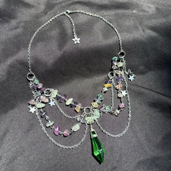 Collana girocollo a strati con ciondolo a stella in pietra naturale Olivenorma