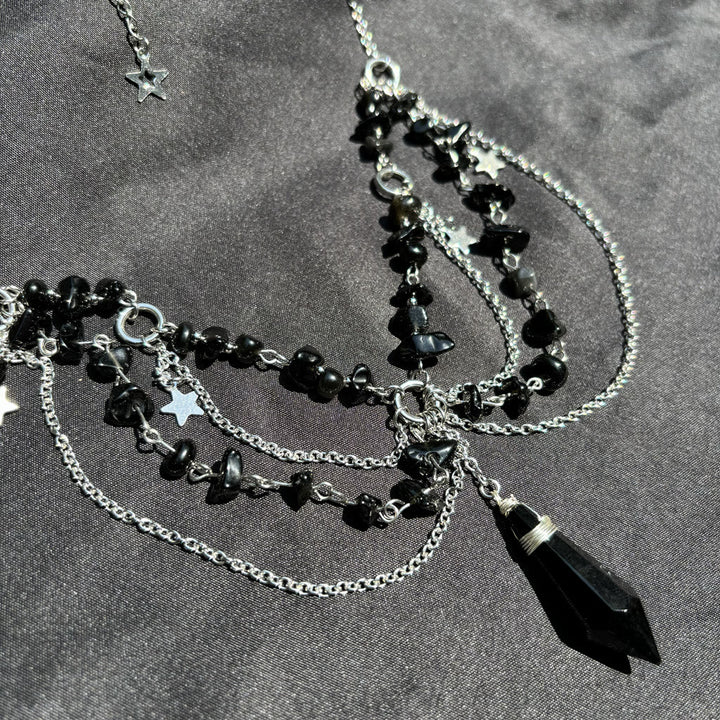 Collana girocollo a strati con ciondolo a stella in pietra naturale Olivenorma