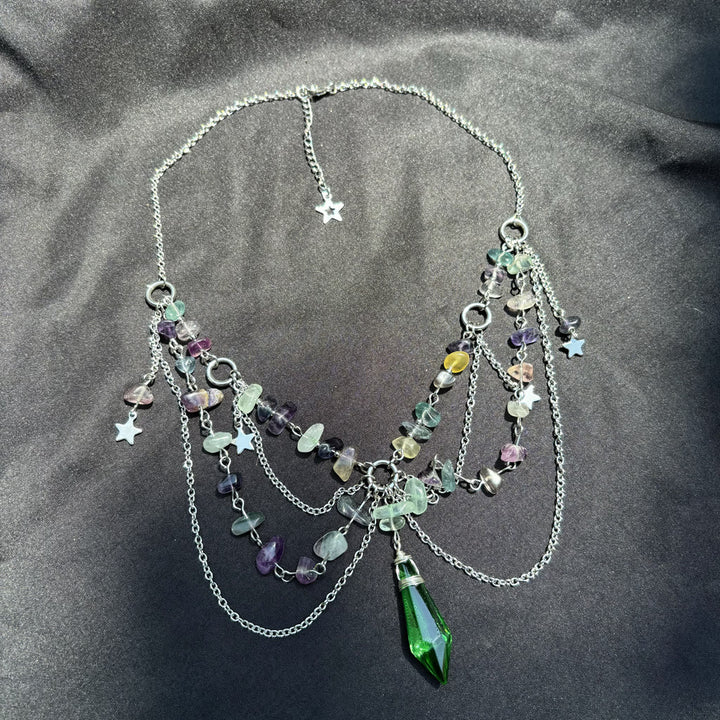 Collana girocollo a strati con ciondolo a stella in pietra naturale Olivenorma