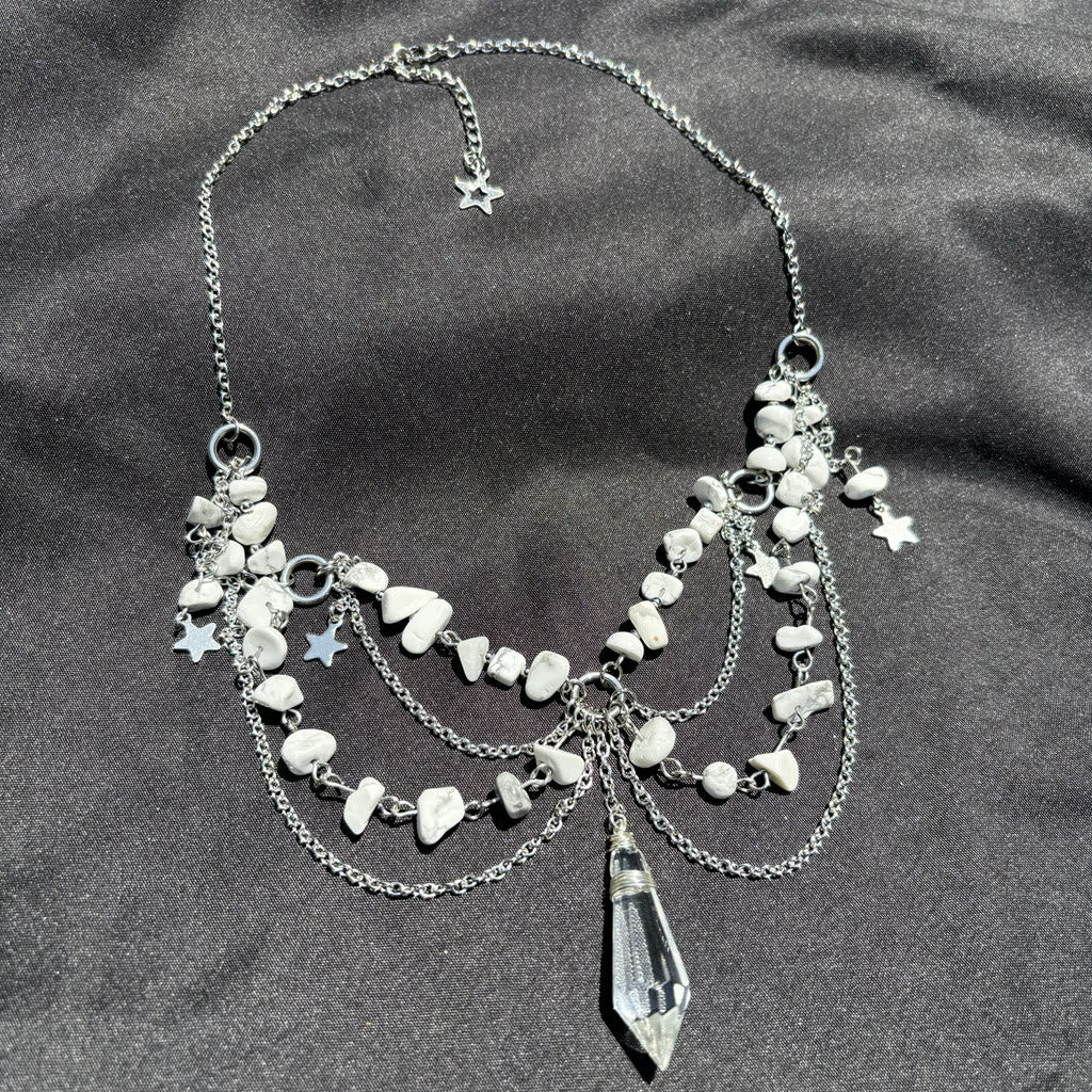 Collana girocollo a strati con ciondolo a stella in pietra naturale Olivenorma
