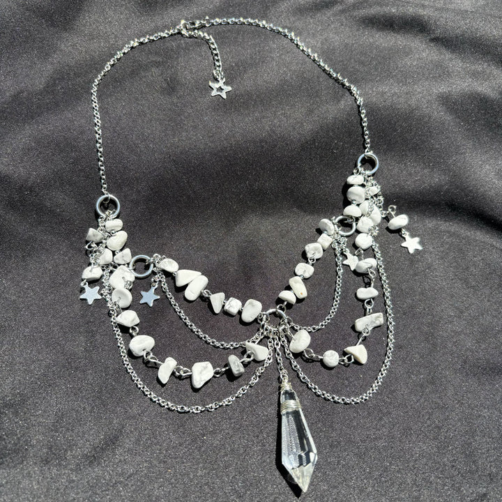 Collana girocollo a strati con ciondolo a stella in pietra naturale Olivenorma