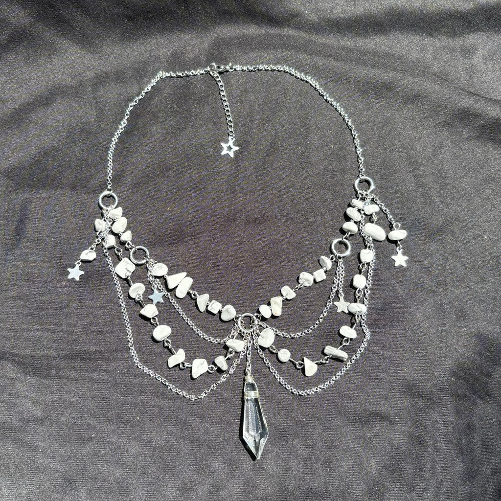 Collana girocollo a strati con ciondolo a stella in pietra naturale Olivenorma