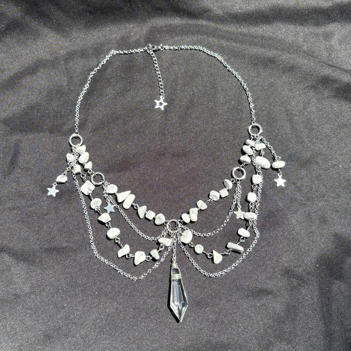 Collana girocollo a strati con ciondolo a stella in pietra naturale Olivenorma