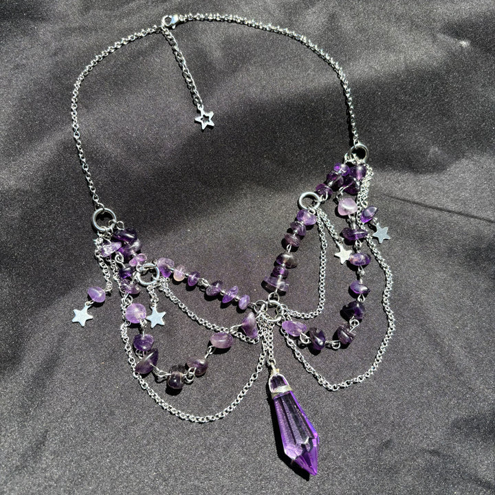 Collana girocollo a strati con ciondolo a stella in pietra naturale Olivenorma