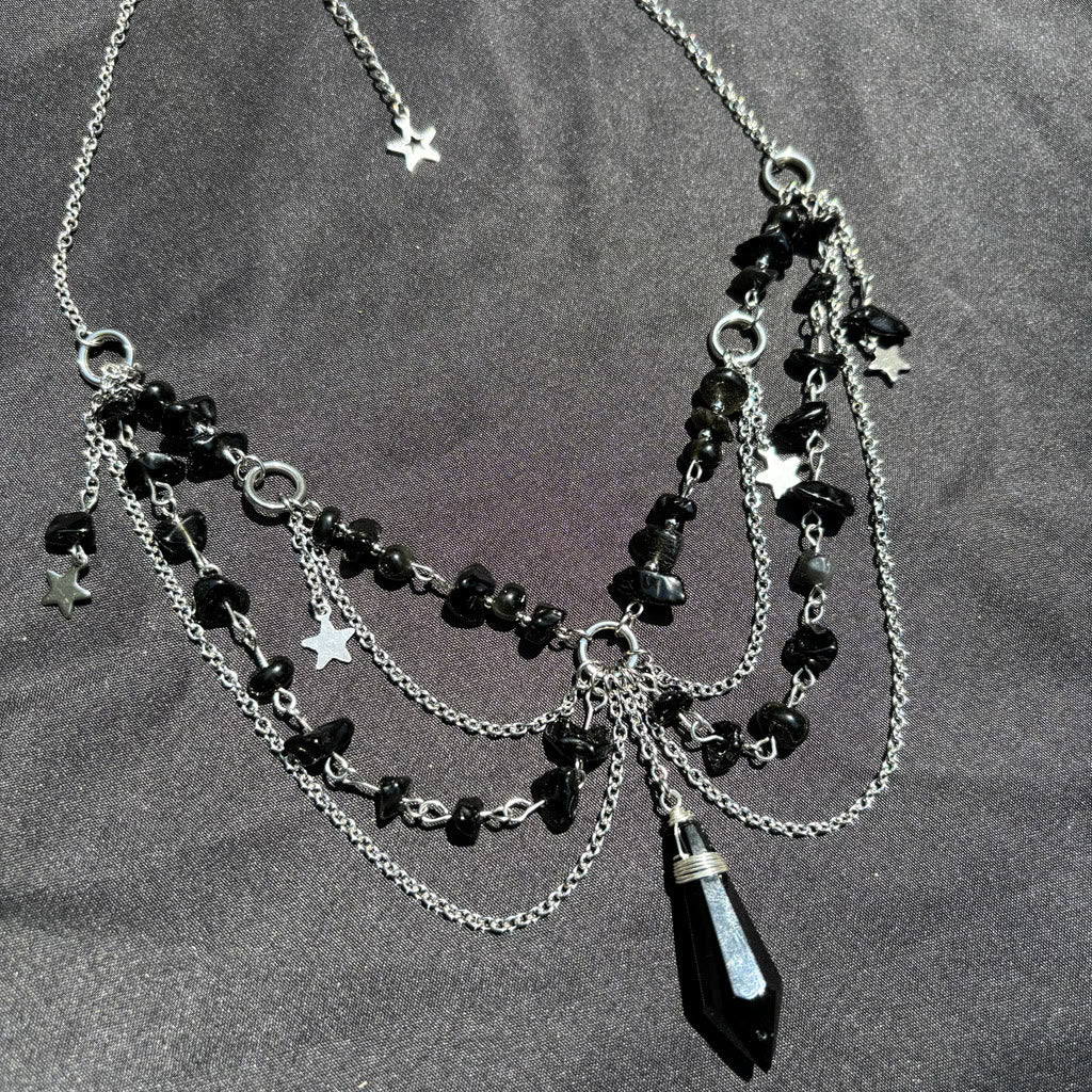 Collana girocollo a strati con ciondolo a stella in pietra naturale Olivenorma