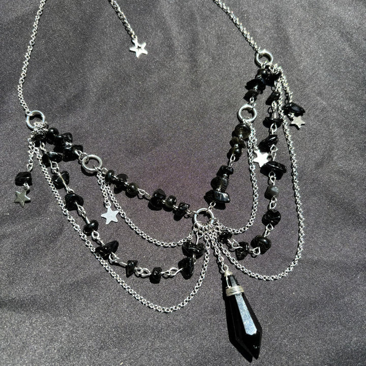 Collana girocollo a strati con ciondolo a stella in pietra naturale Olivenorma