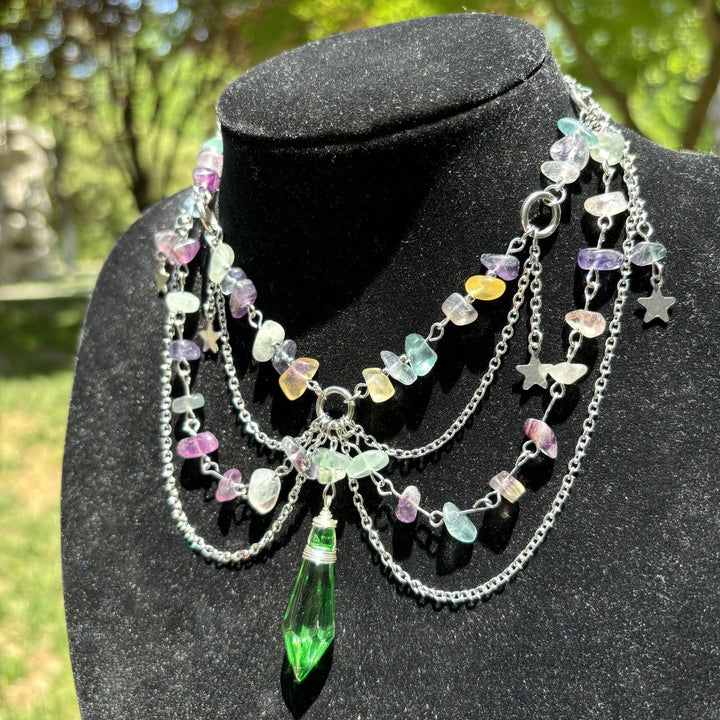 Collana girocollo a strati con ciondolo a stella in pietra naturale Olivenorma