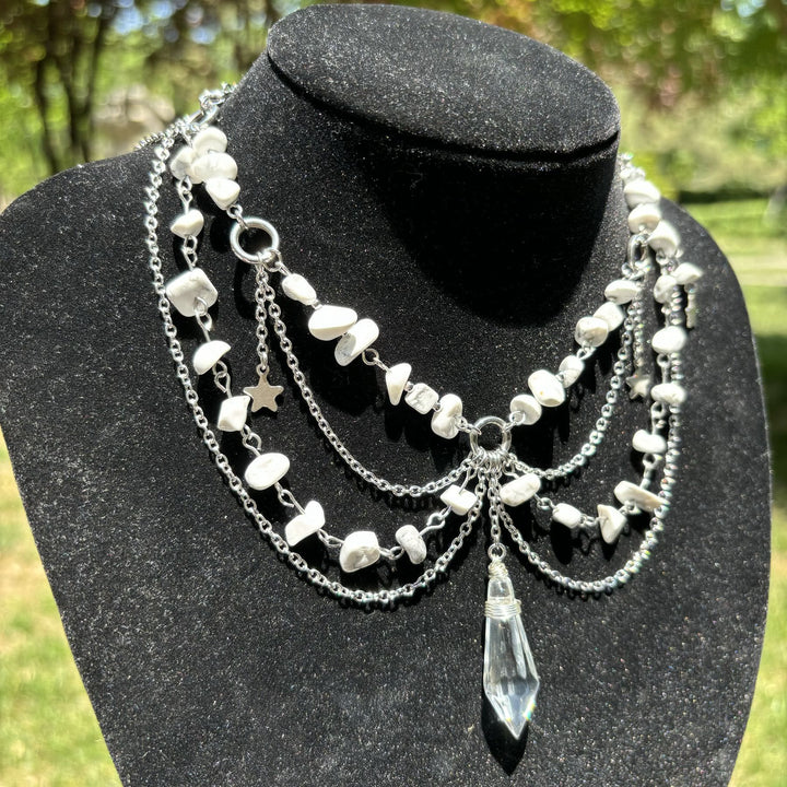 Collana girocollo a strati con ciondolo a stella in pietra naturale Olivenorma