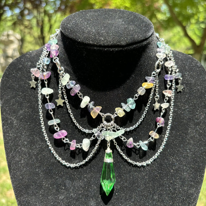 Collana girocollo a strati con ciondolo a stella in pietra naturale Olivenorma