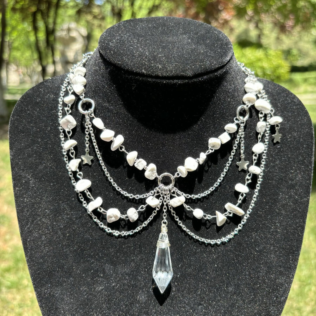 Collana girocollo a strati con ciondolo a stella in pietra naturale Olivenorma