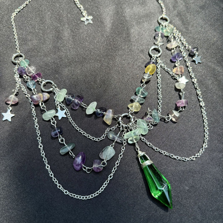 Collana girocollo a strati con ciondolo a stella in pietra naturale Olivenorma