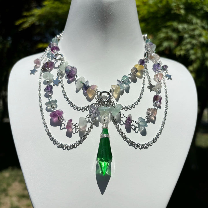 Collana girocollo a strati con ciondolo a stella in pietra naturale Olivenorma