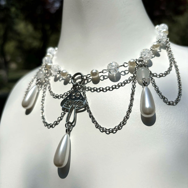 Collana girocollo a strati con ciondolo in perle d'acqua dolce Olivenorma