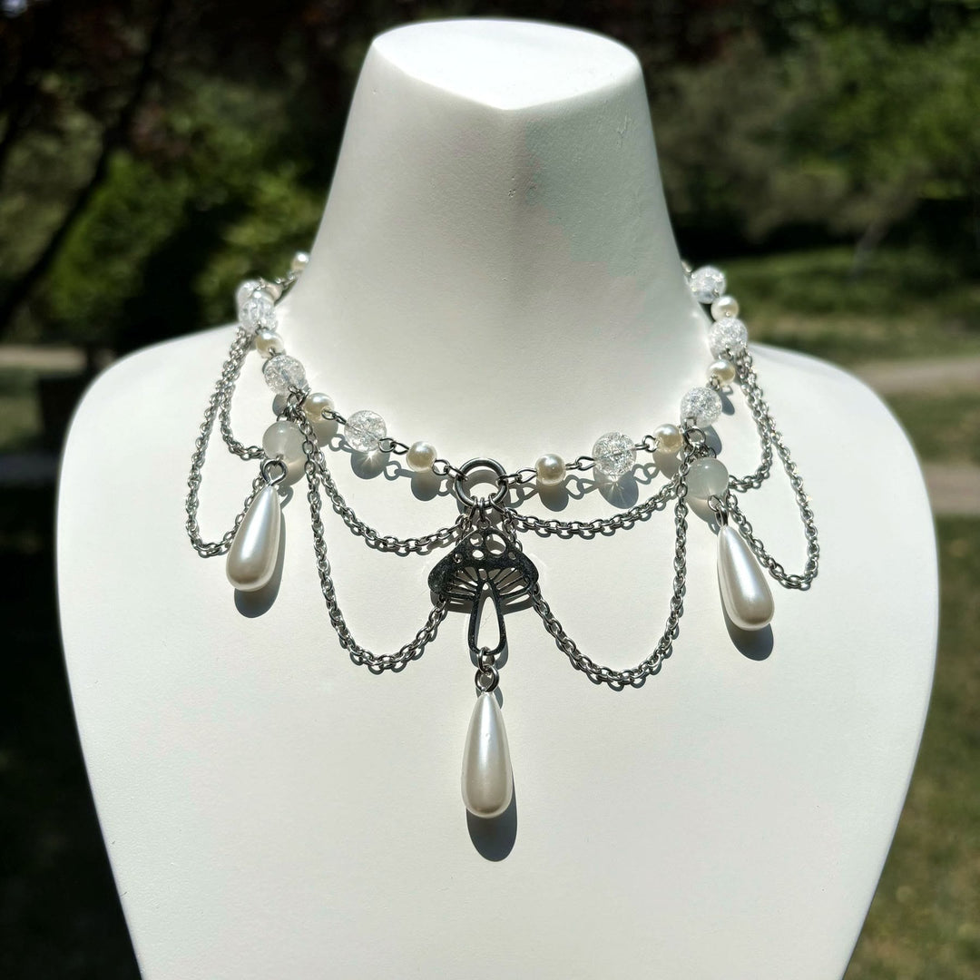 Collana girocollo a strati con ciondolo in perle d'acqua dolce Olivenorma