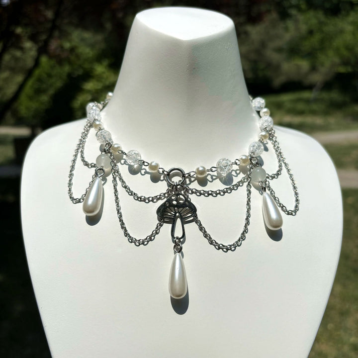 Collana girocollo a strati con ciondolo in perle d'acqua dolce Olivenorma