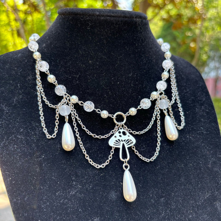 Collana girocollo a strati con ciondolo in perle d'acqua dolce Olivenorma