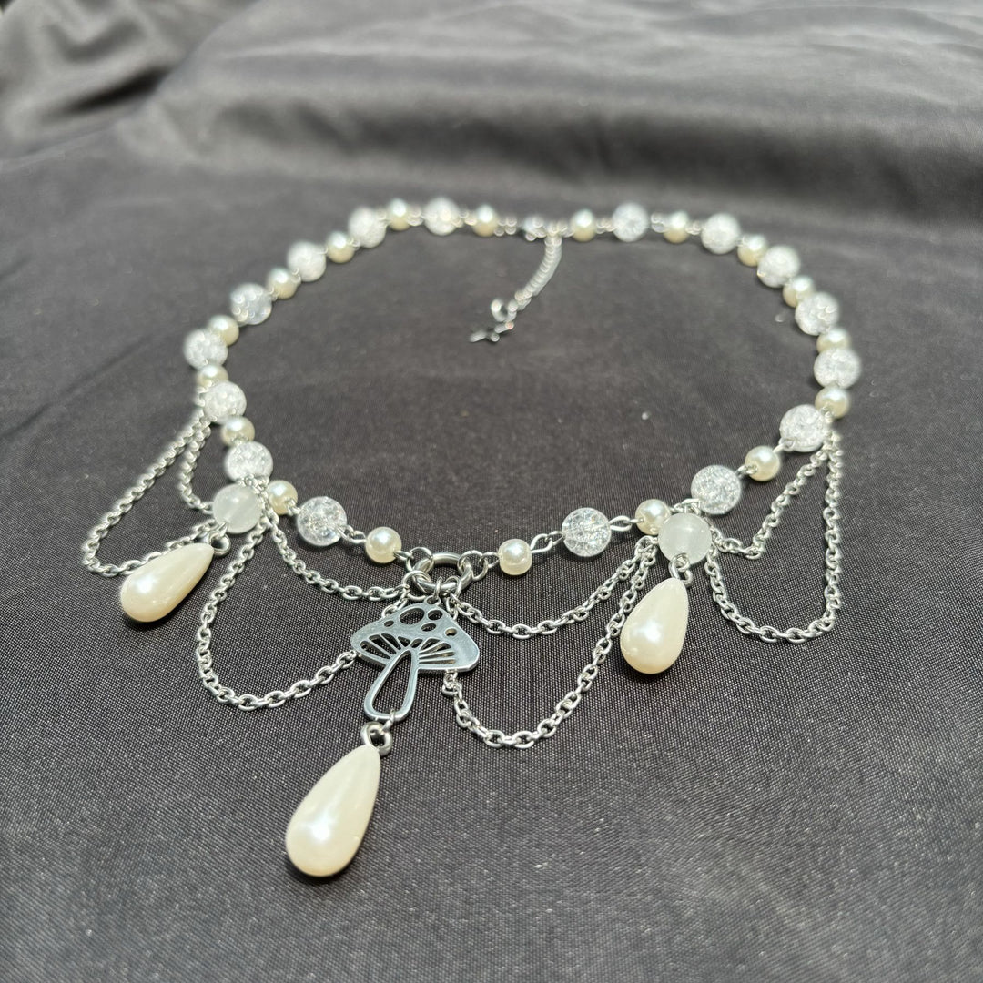 Collana girocollo a strati con ciondolo in perle d'acqua dolce Olivenorma