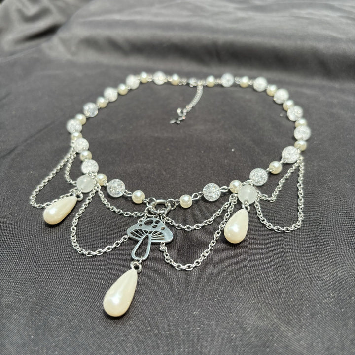 Collana girocollo a strati con ciondolo in perle d'acqua dolce Olivenorma