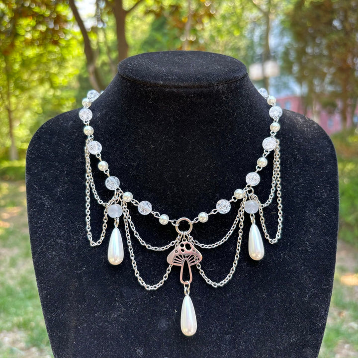 Collana girocollo a strati con ciondolo in perle d'acqua dolce Olivenorma