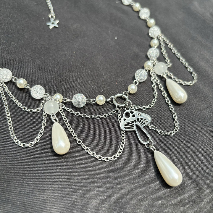 Collana girocollo a strati con ciondolo in perle d'acqua dolce Olivenorma