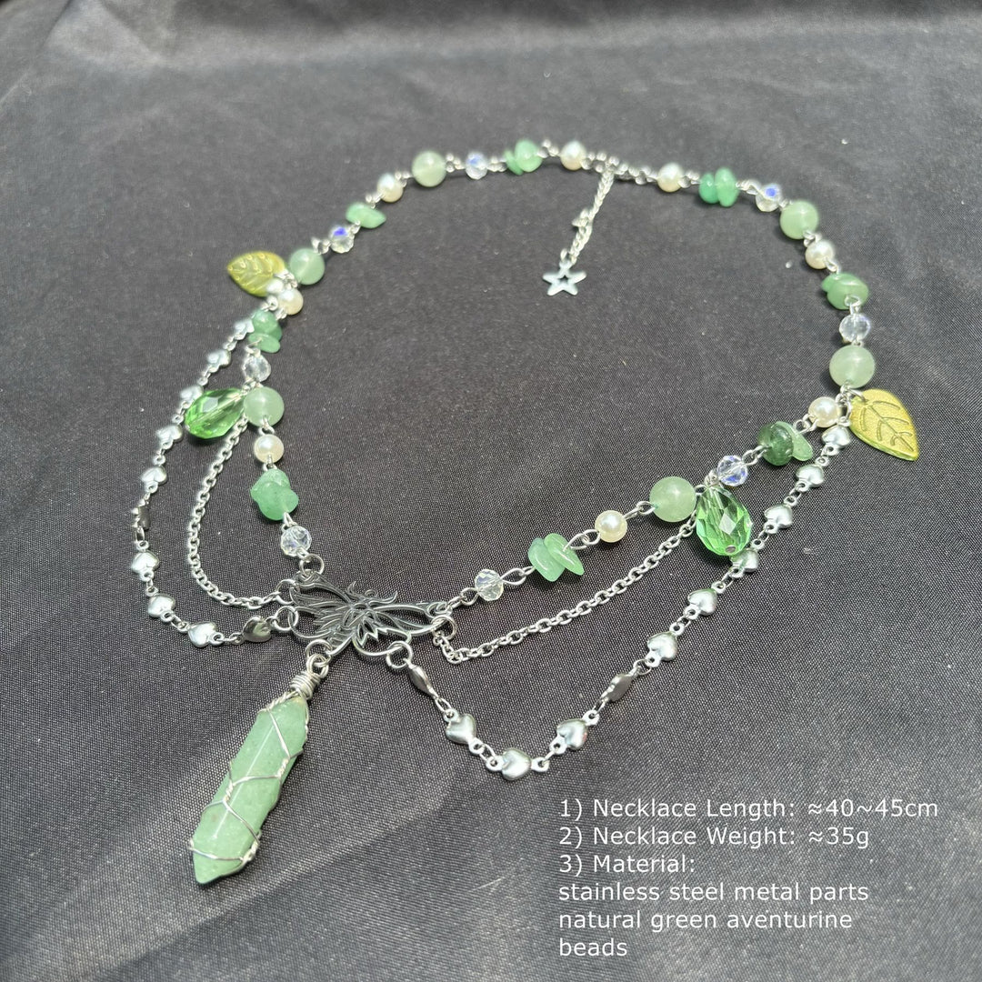 Collana girocollo a strati con ciondolo a farfalla in avventurina verde Olivenorma