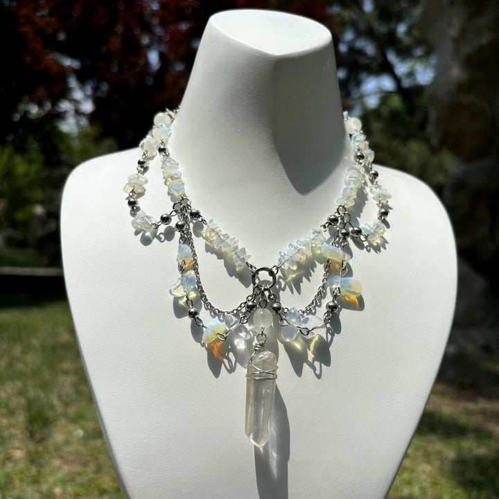 Collana girocollo a strati in opalite naturale Olivenorma