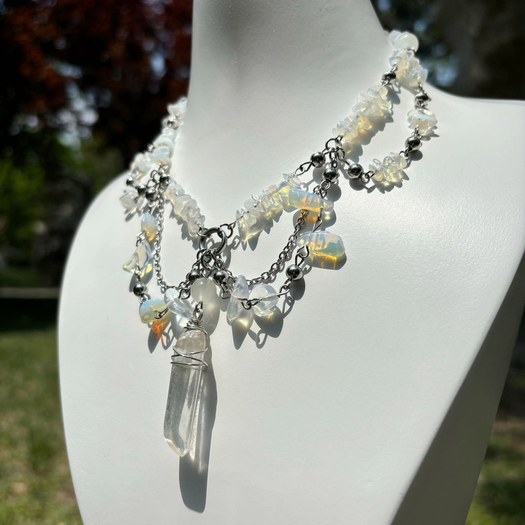 Collana girocollo a strati in opalite naturale Olivenorma