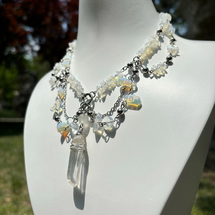 Collana girocollo a strati in opalite naturale Olivenorma