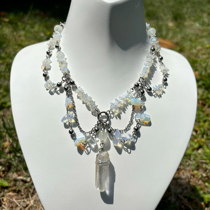 Collana girocollo a strati in opalite naturale Olivenorma