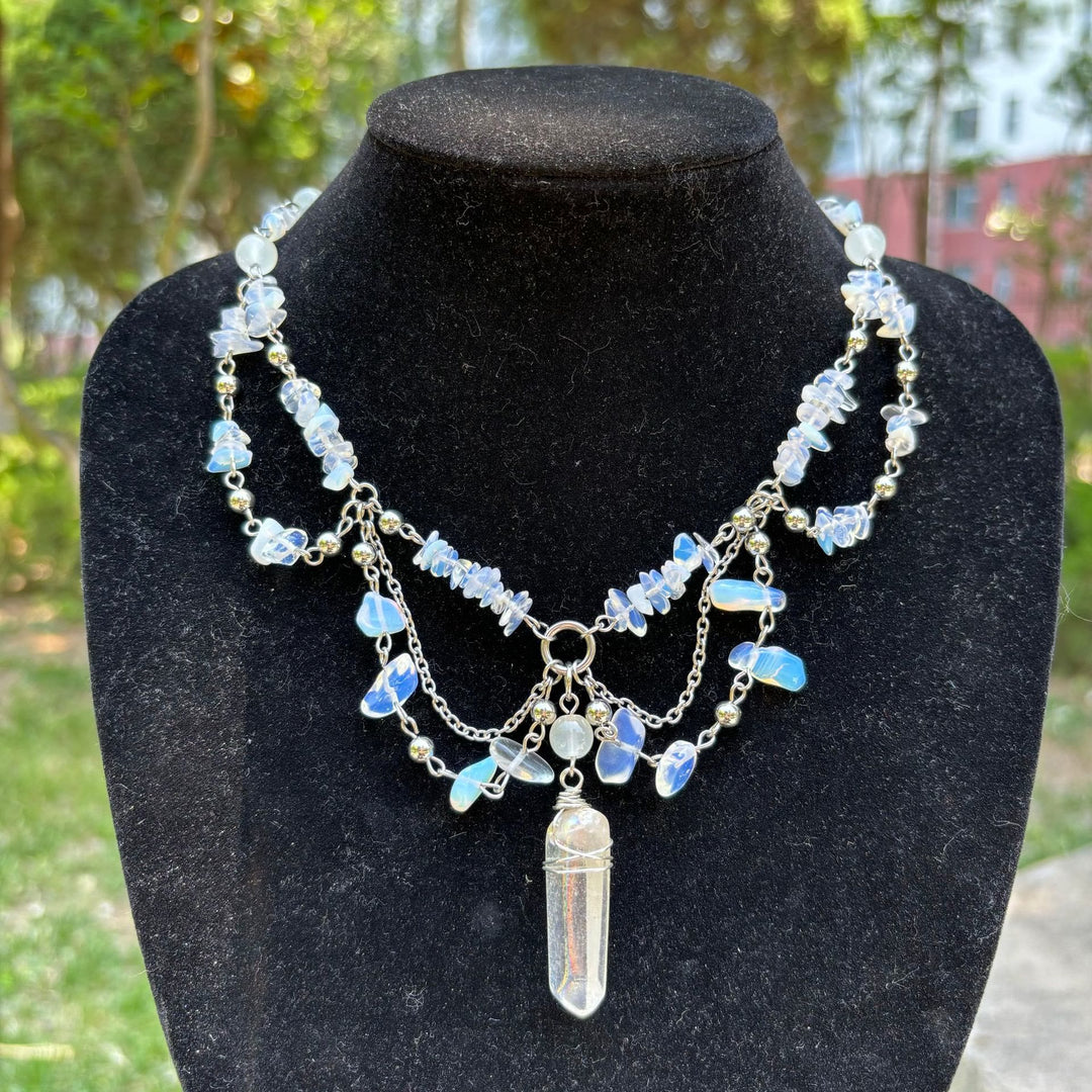 Collana girocollo a strati in opalite naturale Olivenorma