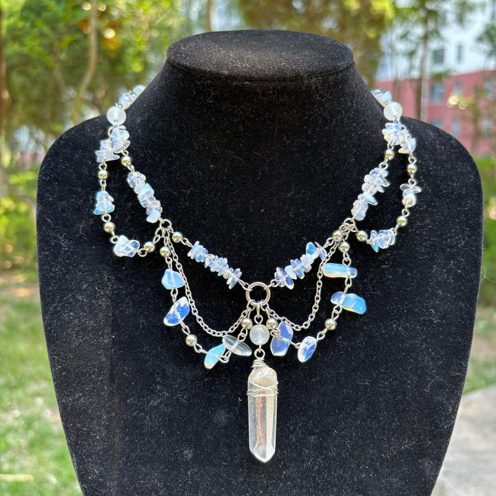 Collana girocollo a strati in opalite naturale Olivenorma