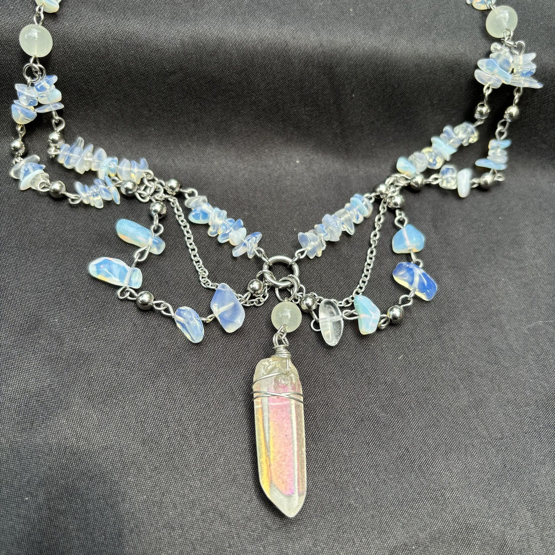 Collana girocollo a strati in opalite naturale Olivenorma