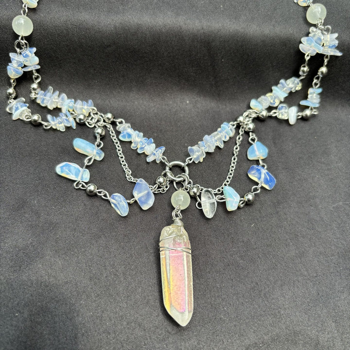 Collana girocollo a strati in opalite naturale Olivenorma