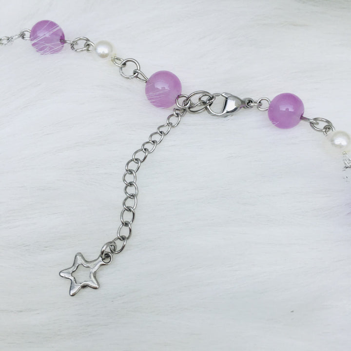 Collana girocollo a strati con perle d'acqua dolce e ametista Olivenorma