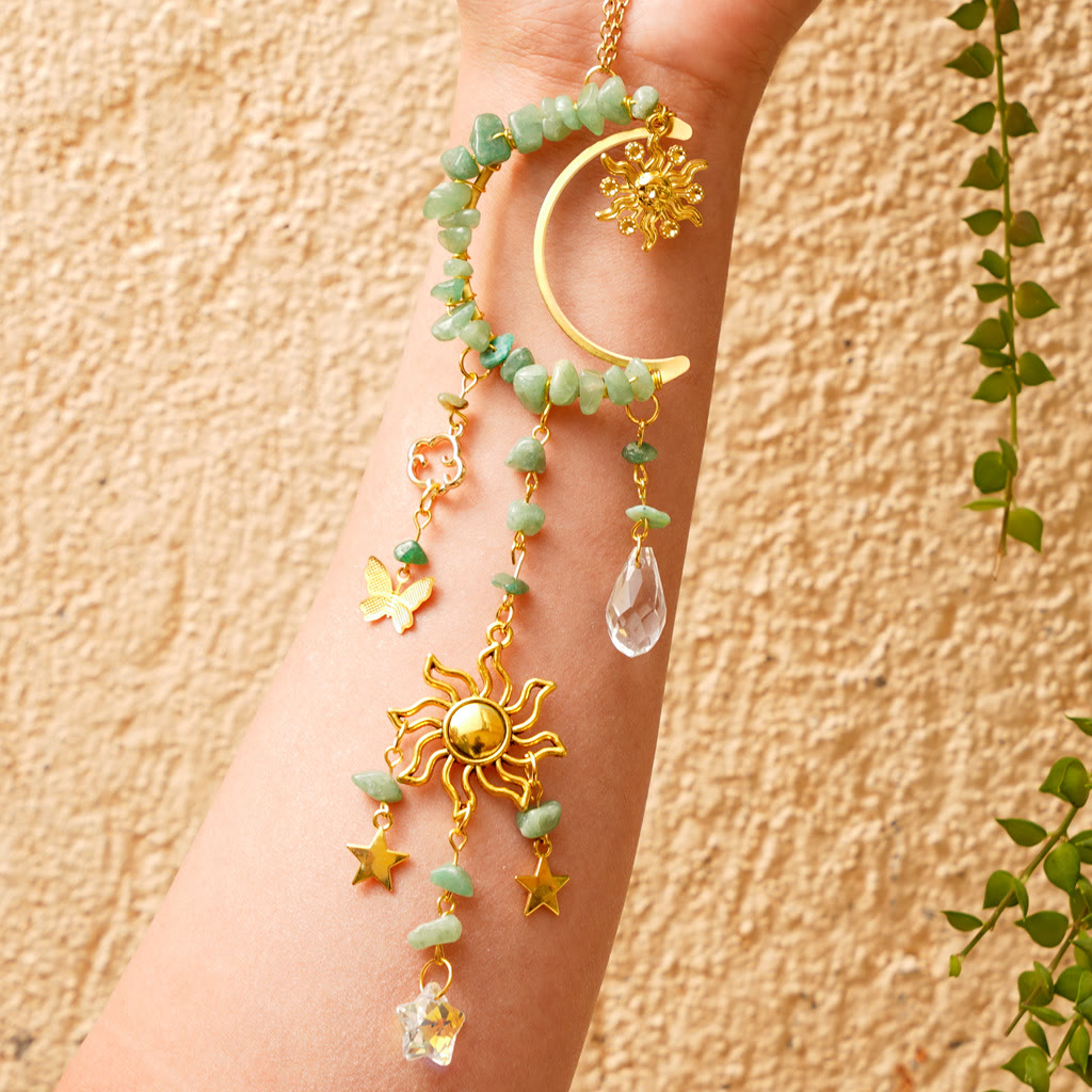 Olivenorma Natural Crystal Ghiaia Moon Suncatcher Campanello a vento